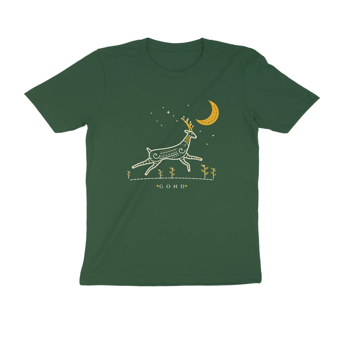 Gond Moon Deer – Unisex T-shirt - Olive Green