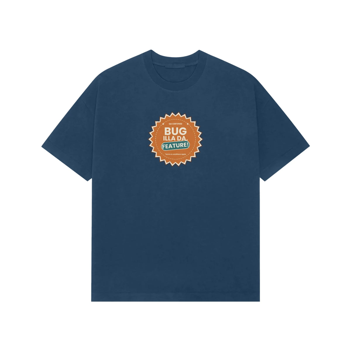 Bug Illa Da, Feature! Sticker - Unisex Oversized T-shirt - Navy Blue