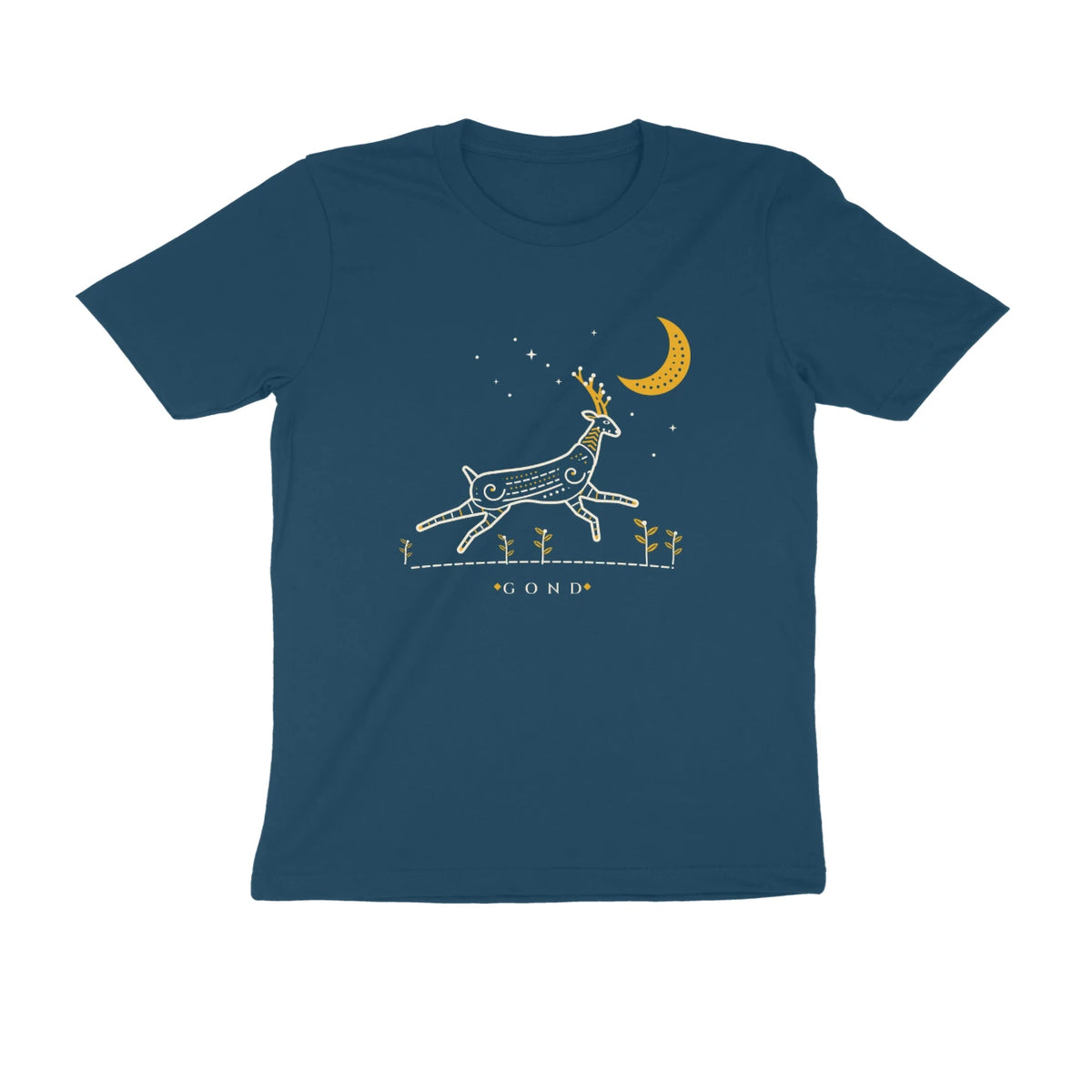 Gond Moon Deer – Unisex T-shirt - Navy Blue