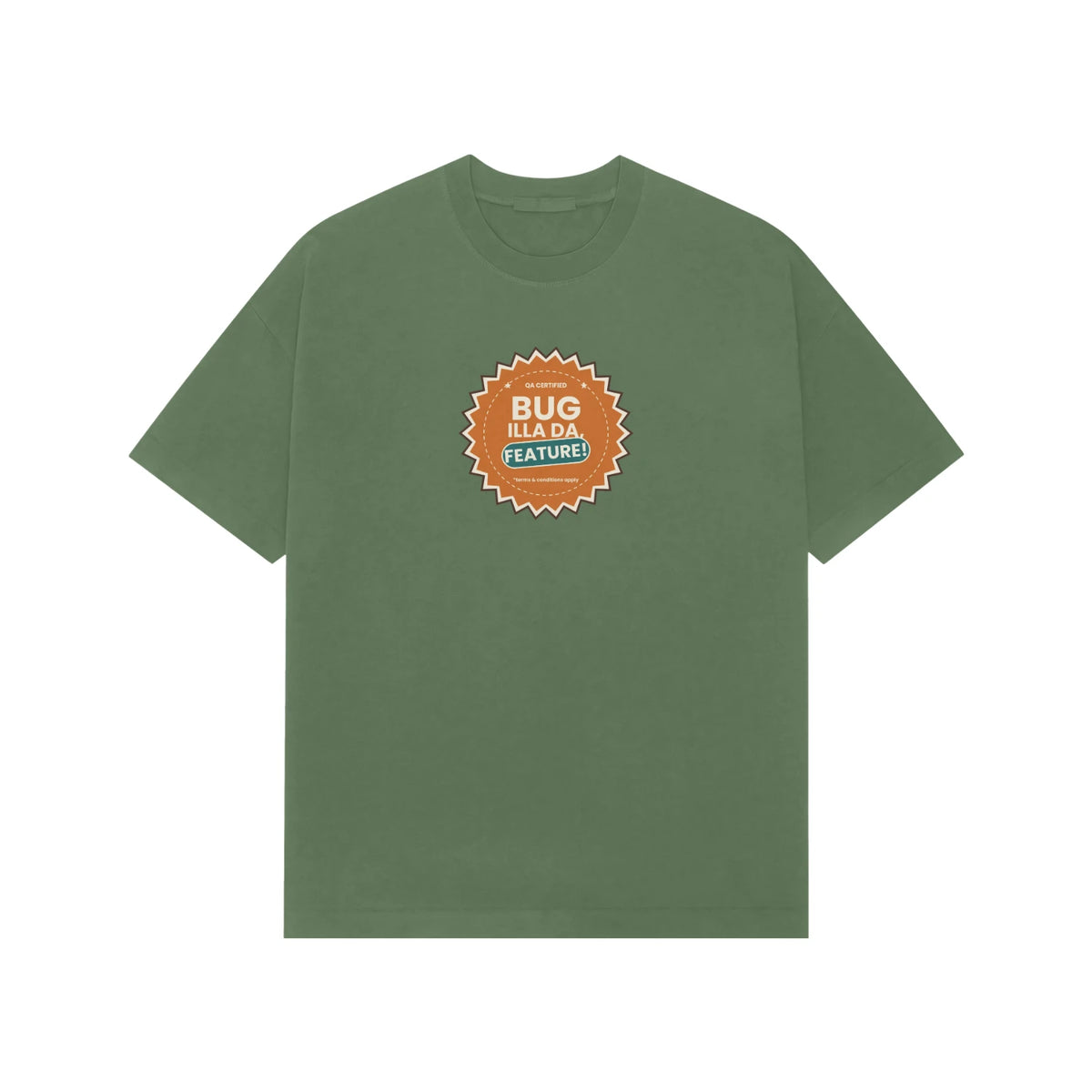 Bug Illa Da, Feature! Sticker - Unisex Oversized T-shirt - Forest Green