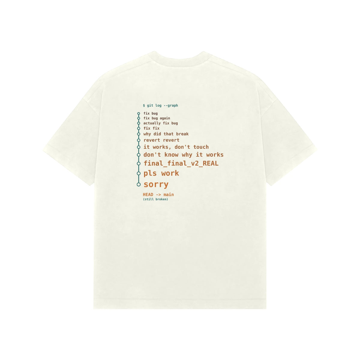 Git Log of a Bad Day - Unisex Oversized T-shirt - Ivory