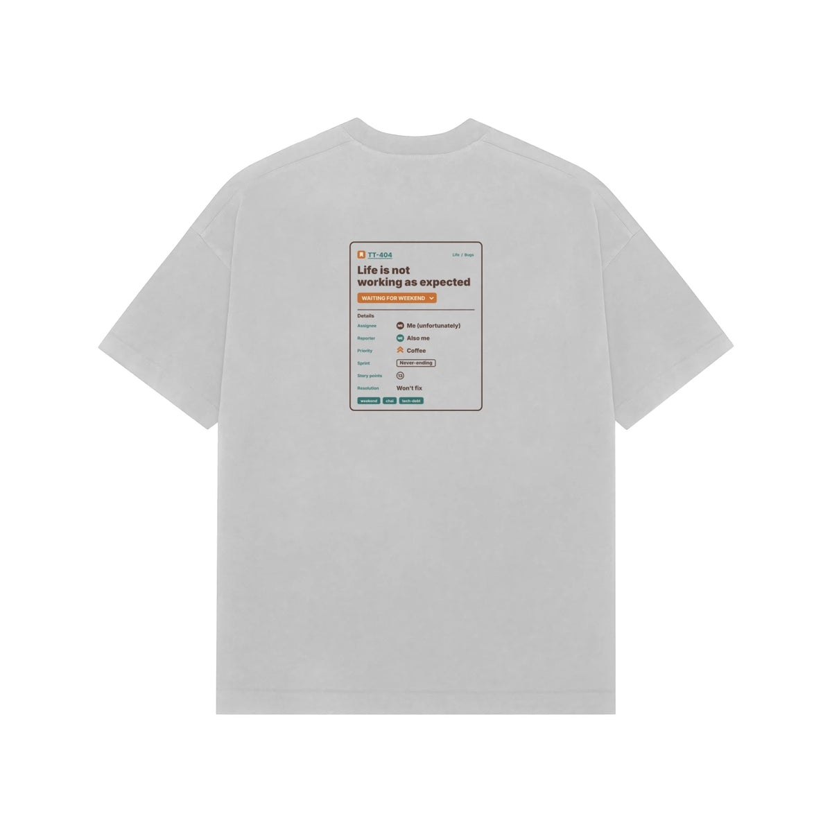 JIRA Ticket Won’t Fix - Unisex Oversized T-shirt - Ash Grey