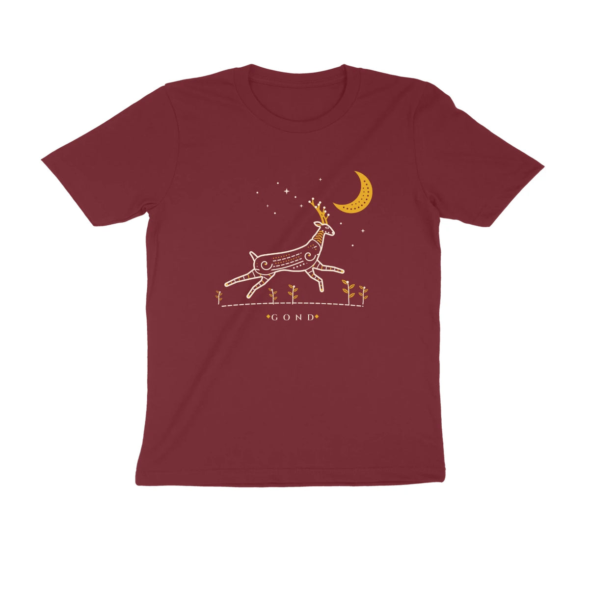 Gond Moon Deer – Unisex T-shirt - Maroon