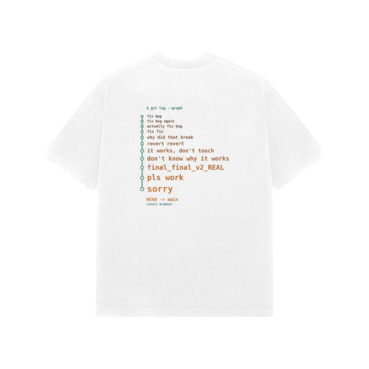 Git Log of a Bad Day - Unisex Oversized T-shirt - White