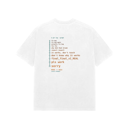 Git Log of a Bad Day - Unisex Oversized T-shirt - White